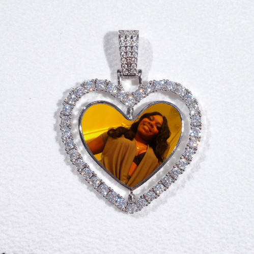 3D Spinning 2-Faced Heart Custom Picture Pendant