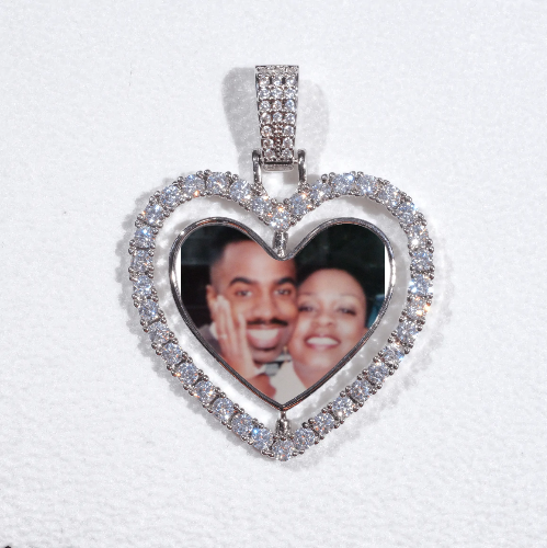 3D Spinning 2-Faced Heart Custom Picture Pendant