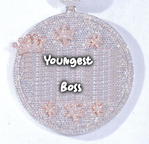 CUSTOM LETTER NECKLACE 3D BIG CROWN DISC