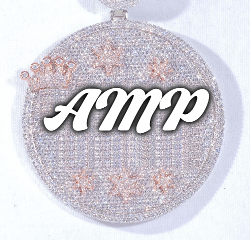 CUSTOM LETTER NECKLACE 3D BIG CROWN DISC