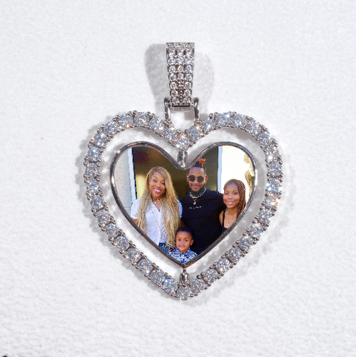 3D Spinning 2-Faced Heart Custom Picture Pendant