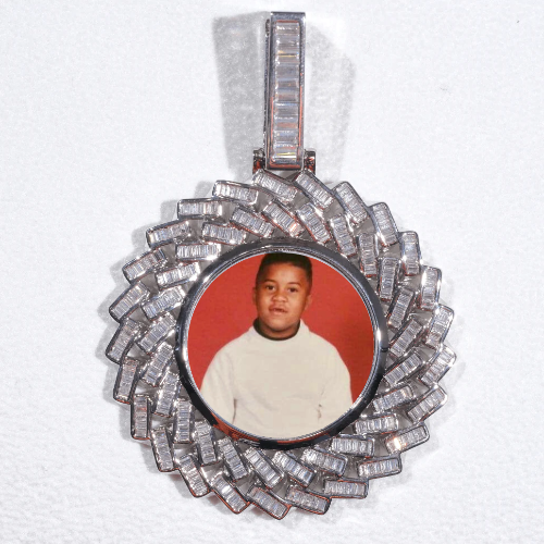 Large 3D Baguette Custom Picture Pendant