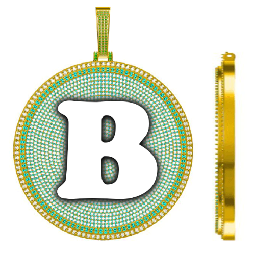 CUSTOM LETTER NECKLACE 3D BIG DISC