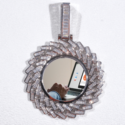 Large 3D Baguette Custom Picture Pendant