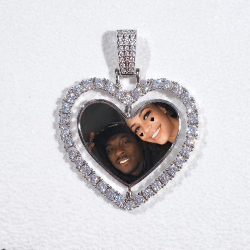 3D Spinning 2-Faced Heart Custom Picture Pendant