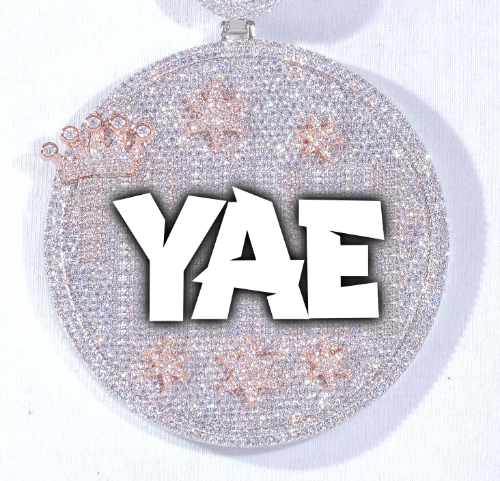 CUSTOM LETTER NECKLACE 3D BIG CROWN DISC