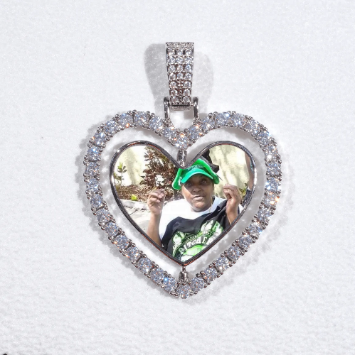 3D Spinning 2-Faced Heart Custom Picture Pendant