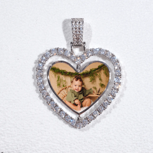 3D Spinning 2-Faced Heart Custom Picture Pendant