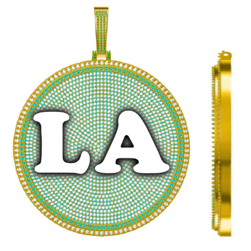 CUSTOM LETTER NECKLACE 3D BIG DISC