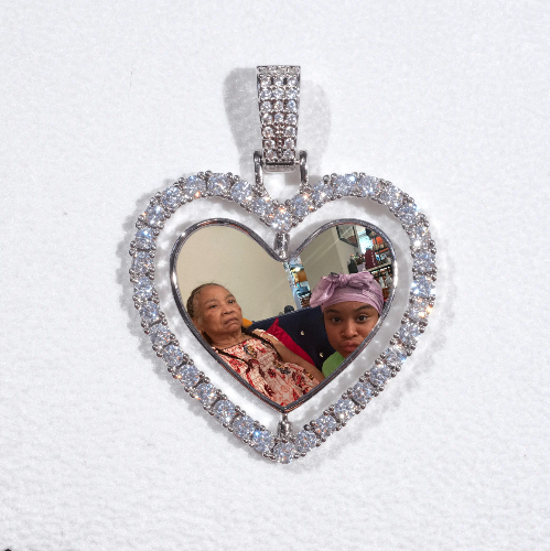3D Spinning 2-Faced Heart Custom Picture Pendant
