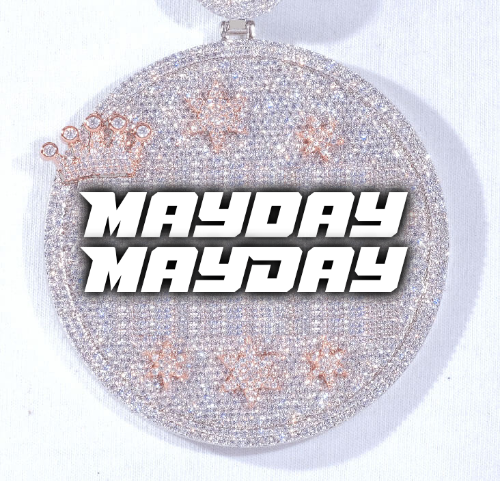 CUSTOM LETTER NECKLACE 3D BIG CROWN DISC