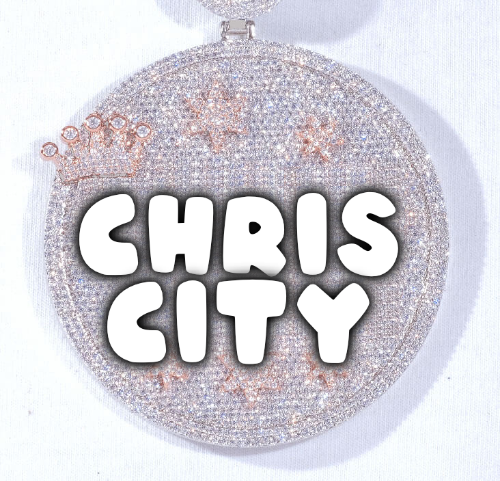 CUSTOM LETTER NECKLACE 3D BIG CROWN DISC
