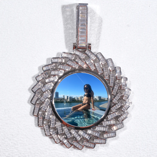 Large 3D Baguette Custom Picture Pendant