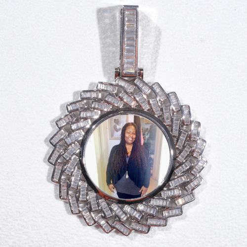 Large 3D Baguette Custom Picture Pendant