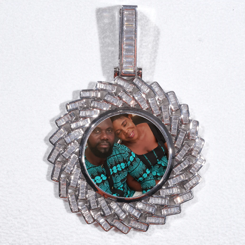 Large 3D Baguette Custom Picture Pendant