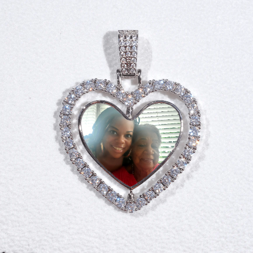 3D Spinning 2-Faced Heart Custom Picture Pendant