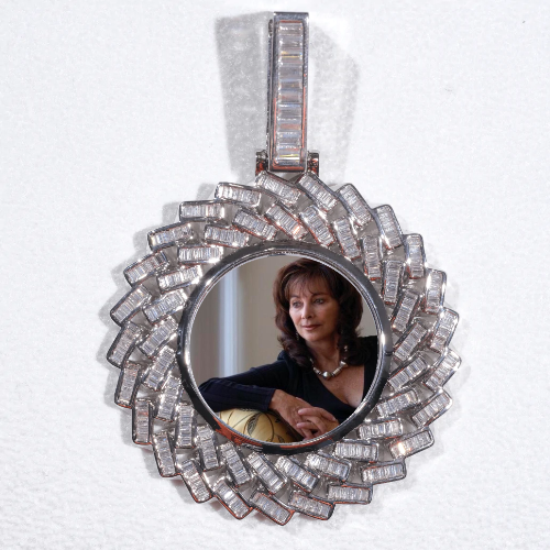Large 3D Baguette Custom Picture Pendant