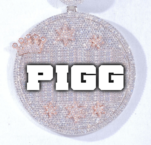CUSTOM LETTER NECKLACE 3D BIG CROWN DISC