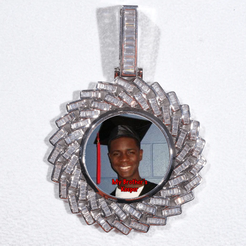 Large 3D Baguette Custom Picture Pendant