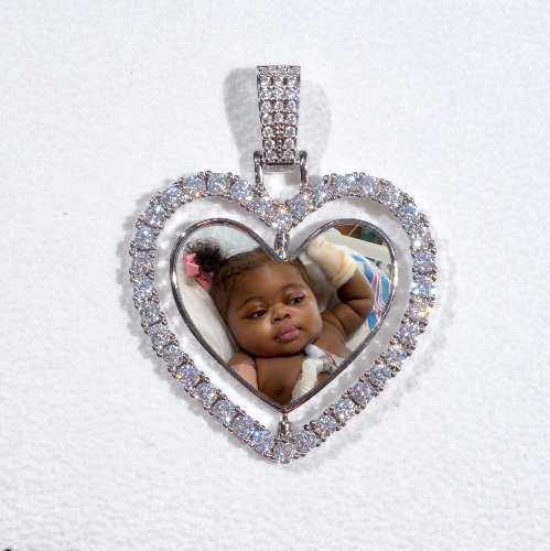 3D Spinning 2-Faced Heart Custom Picture Pendant
