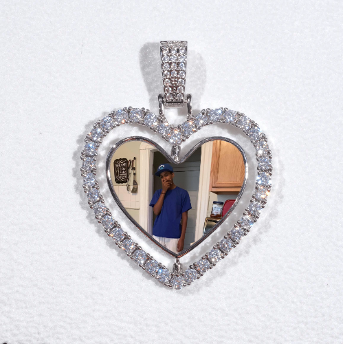 3D Spinning 2-Faced Heart Custom Picture Pendant