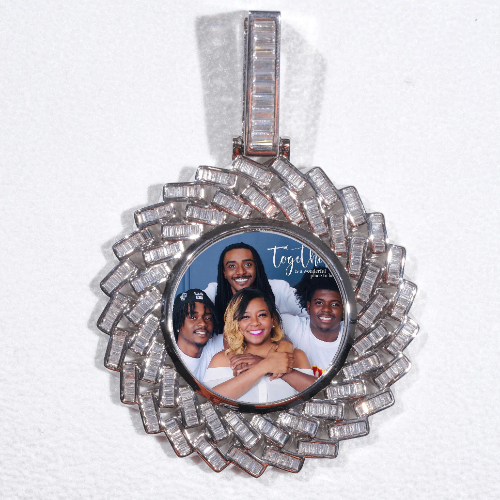 Large 3D Baguette Custom Picture Pendant