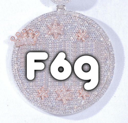 CUSTOM LETTER NECKLACE 3D BIG CROWN DISC