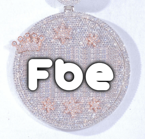 CUSTOM LETTER NECKLACE 3D BIG CROWN DISC