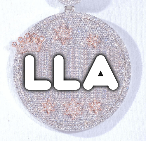 CUSTOM LETTER NECKLACE 3D BIG CROWN DISC