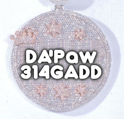 CUSTOM LETTER NECKLACE 3D BIG CROWN DISC