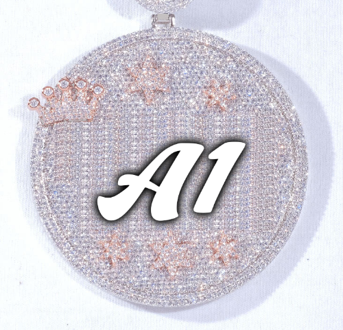 CUSTOM LETTER NECKLACE 3D BIG CROWN DISC