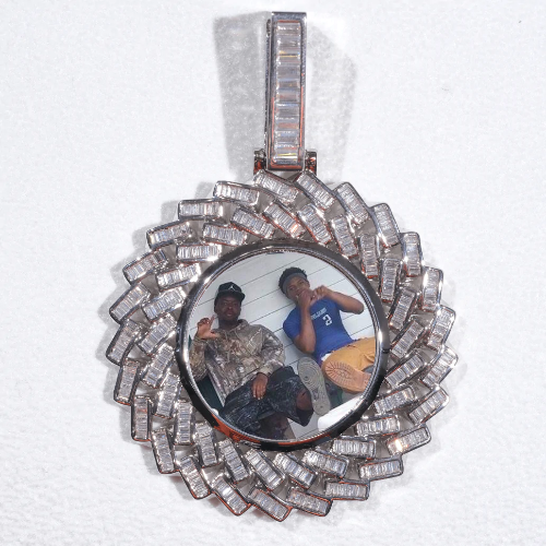 Large 3D Baguette Custom Picture Pendant