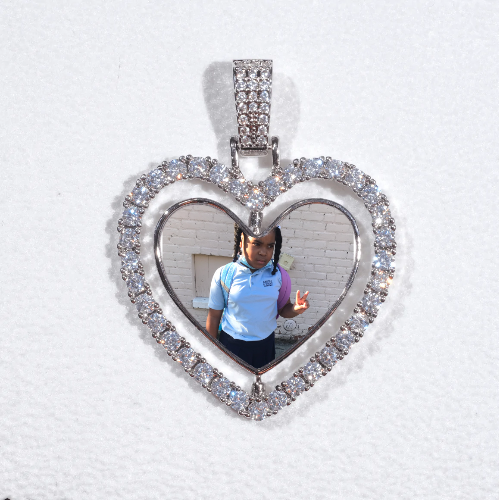 3D Spinning 2-Faced Heart Custom Picture Pendant