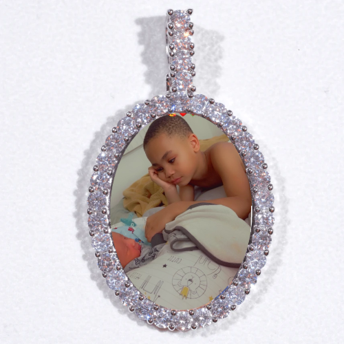 Large 3D Oval Custom Picture Pendant