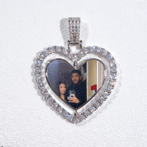 3D Spinning 2-Faced Heart Custom Picture Pendant