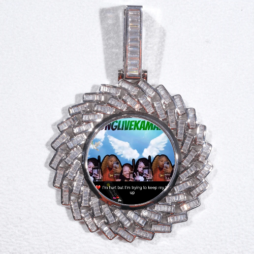 Large 3D Baguette Custom Picture Pendant