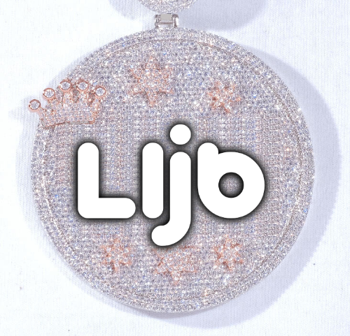 CUSTOM LETTER NECKLACE 3D BIG CROWN DISC