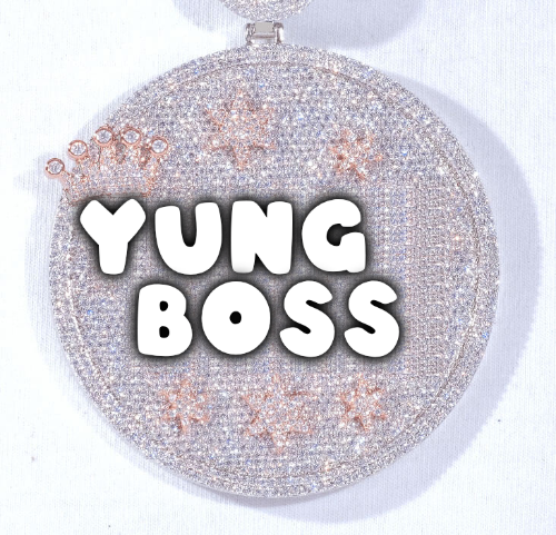 CUSTOM LETTER NECKLACE 3D BIG CROWN DISC