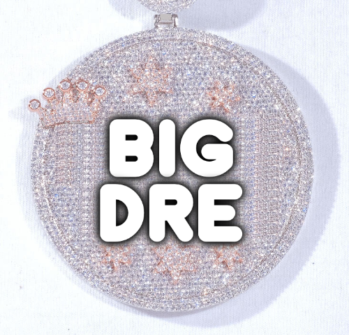 CUSTOM LETTER NECKLACE 3D BIG CROWN DISC