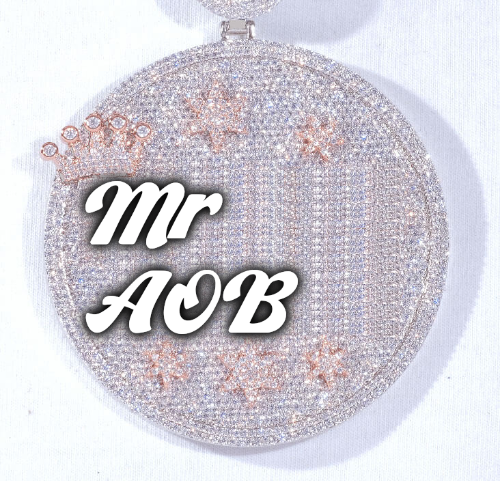 CUSTOM LETTER NECKLACE 3D BIG CROWN DISC