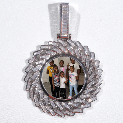 Large 3D Baguette Custom Picture Pendant
