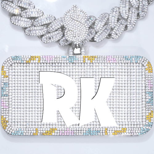 CUSTOM LETTER NECKLACE 3D COLORFUL SQUARE