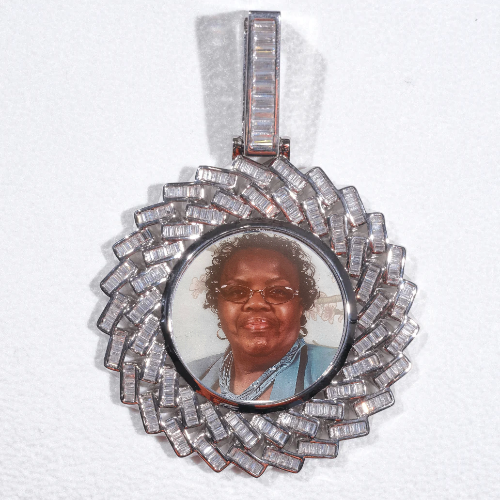 Large 3D Baguette Custom Picture Pendant