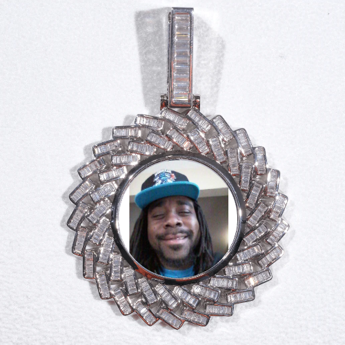 Large 3D Baguette Custom Picture Pendant