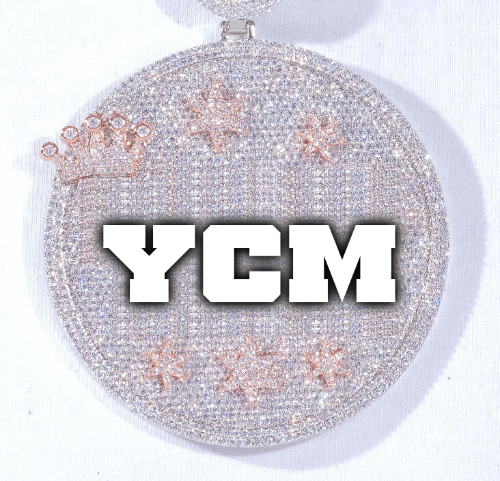 CUSTOM LETTER NECKLACE 3D BIG CROWN DISC