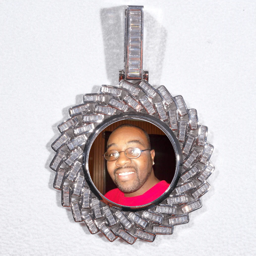 Large 3D Baguette Custom Picture Pendant