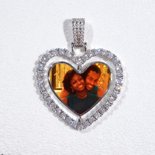 3D Spinning 2-Faced Heart Custom Picture Pendant