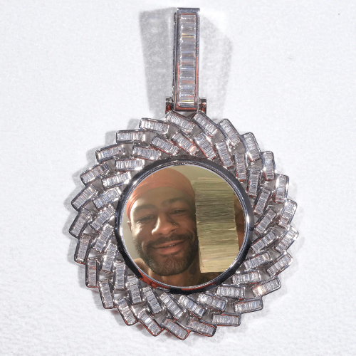 Large 3D Baguette Custom Picture Pendant