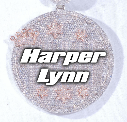 CUSTOM LETTER NECKLACE 3D BIG CROWN DISC