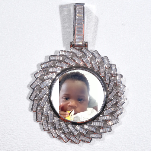 Large 3D Baguette Custom Picture Pendant